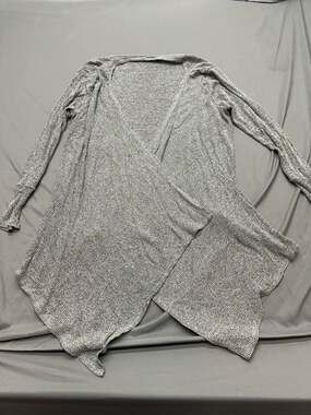 Sweet Candy Gray Marled Ribbed Knit Open Front Draped Duster Cardigan